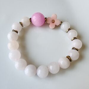 Pink and White Beaded Bracelet